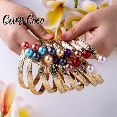 China Wholesale Hawaiian Samoan Cocos Brown Gold Cring Bracelets Jewelry Copper Plated Polynesian Bead Bracelets for sale