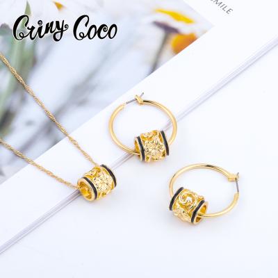 China Hawaiian Newcomers Guam 14k Gold Polynesian Hoop Cocos Cring Earings Jewelry Set Hawaiian Necklace Pendant for sale