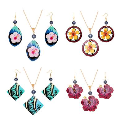 China Hawaiian Holiday Earrings Drop Accessories Hawaiian Jewelry Sets Cring Cocos Fashion Acrylic Dangling Flower For Women Gifts 2 sets cn; ZHE for sale