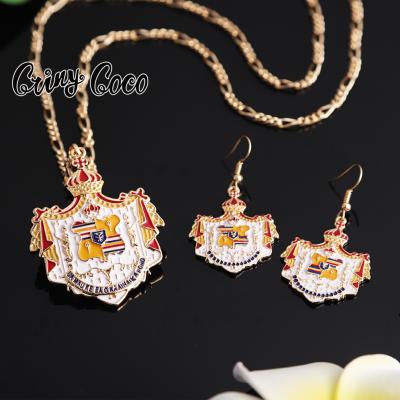 China Cring Cocos Cocos Samoan Dropship Polynesian Hawaiian Jewelry Set President Hawaiian Gold National Flag Jewelry Set for sale