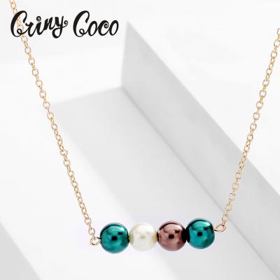 China Wholesale Hawaiian Cocos Cring Necklace Pearl Chain Simple Tasty Hawaiian Necklace Colorful Pearl Cring For Women for sale