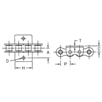 China Factory Standard ANSI Standard 35* 40 Leaning 50 60 80 With A-1 Wk-1 One Hole Attachment Roller Chain for sale