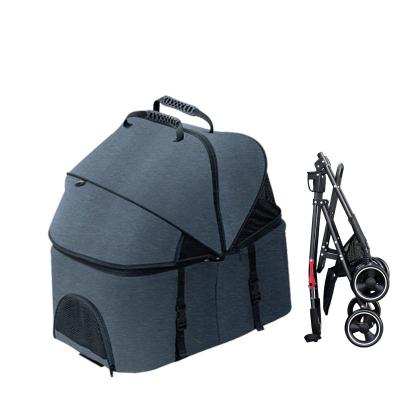 China Detachable Cat Carrier Luxury Pet Stroller Dog Stroller Cage 4 Wheels Pet Trolley Carrier Viable Travel Wholesale for sale