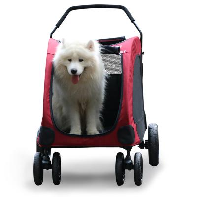 China Foldable Large Pet Stroller Carrier Travel Trainer Dog Cart Cage Large Pet Tracker Stroller Multifunctional Breathable Crate Large Pet Stroller Carrier for sale