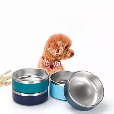 China Pet Fashion Stainless Steel Dog Food Non-Slip Feeder 32oz 42oz 64oz Pet Food Viable Double Bowl Wall and Water Bowl for Dog and Cat for sale