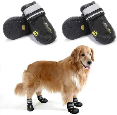 China Fashion Sustainable Pet Shoes Winter And Rain Pet Boots Reflective Walking Dog Shoes Water Proof And Anti Slip Dog Shoes for sale