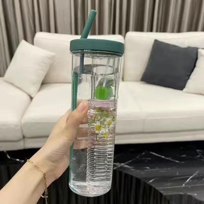 China Portable Personalized Clear Custom Printed Plastic Water Bottles 600ml BPA Free Water Bottle With Straw Leak Proof For Kids Daily Use 17.5*7.5cm140g for sale