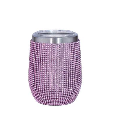 China Exquisite 360ml Rhinestone Bling Tumbler Egg Shape 12 Oz Insulated Tumbler With Lid Vacuum Sealed Insulation Customized Color 9.7*23.2cm for sale