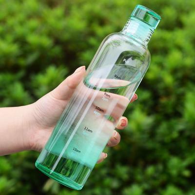 China Convenient Large Capacity Sustainable Simple Time Reminder Water Bottle High Transparency Thickened Clear Glass Beverage Bottles 500ml/750ml for sale