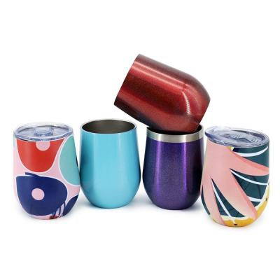 Cina Tumbler a forma di uovo 12 oz a vuoto isolato Tumbler di vino in acciaio inossidabile personalizzato con coperchio impermeabile Mantenere il drink caldo freddo 3-6 ore Design premuroso in vendita