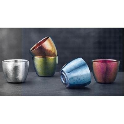 China Dishwasher Safe Titanium Tea Cup Set Hammered Finish 56ml Titanium Coffee Cup Compact Elegance Metal Tea Cup Easy To Clean  100% Recyclable Material for sale