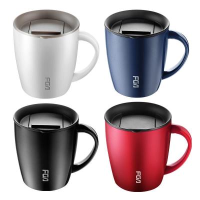 China Custom Color Double Wall Thermal Stainless Steel Coffee Mugs 380ml Insulated Coffee Travel Cup With Handle Elegant Design Good Heat Insulation for sale