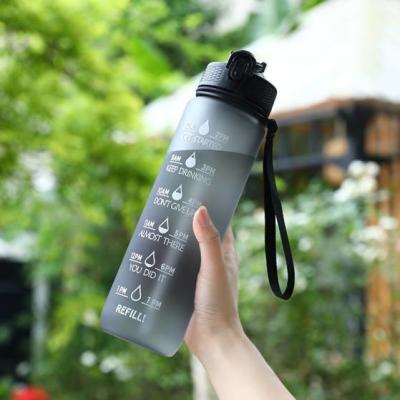 China Leak Proof BPA Free Motivational Sports Water Bottle With Time Marker 32 Oz Sports Bottle With Straw & Carrying Strap Perfect Size Easy To Carry for sale