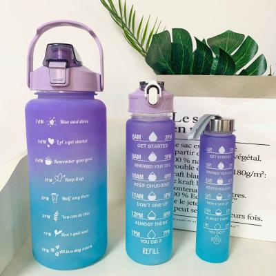 China Water Bottles 3 Pcs Set With Time Marker Wide Mouth Leakproof Sports Fitness Gym Camping SpillProof For School Fitness Enthusiasts  Indoor for sale