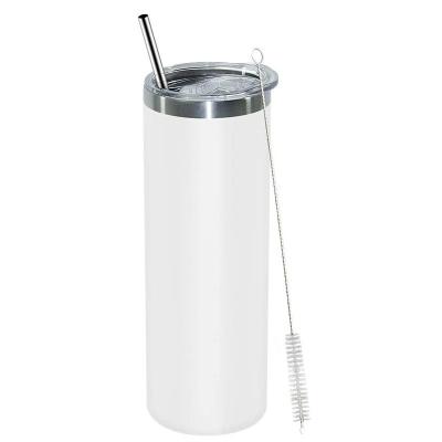 China 20oz Stainless Steel Double Wall Vacuum Insulated Tumblers With Lid And Straw For Hot Cold Drinks White for sale