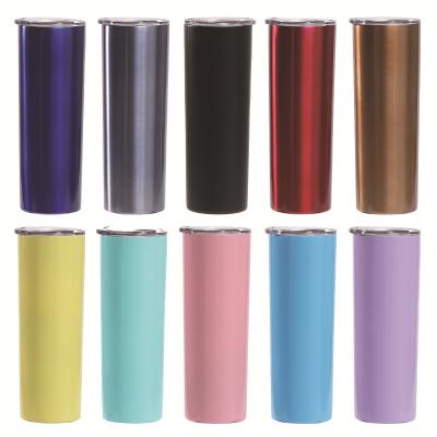 China 20 Oz Skinny Sublimation Blanks Stainless Steel Skinny Tumbler With Lid And Straw Double Wall Vacuum Insulated Sublimation Tumblers for sale