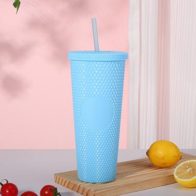 China Feiertage Eisige Lilac Bling gefüllte Plastik-Kälte Tasse Tumbler 24oz zu verkaufen