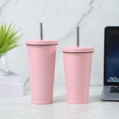 China 25 Oz Double Walled Travel Mug For Hot Cold Drinks Stainless Steel Insulated Coffee Cup With Splash-Proof Lid Metal Straw for sale