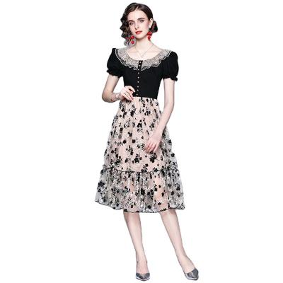 China Hepburn Style Casual Embroidered Net Anti-Static Girls Dresses Evening Princess Dresses for Women Long Dress for sale