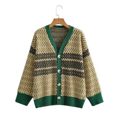 China 2021 Autumn/Winter Fashion Vintage V-collar Corazones Chiffon Cardigan New Custom Embroidered Women Anti-wrinkle Fashion for sale