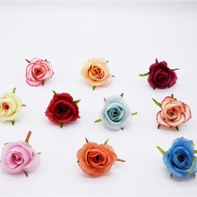 China Wholesale 5.5cm Rose Flower Head Artificial Silk Flowers for Wedding Wall R001 for sale