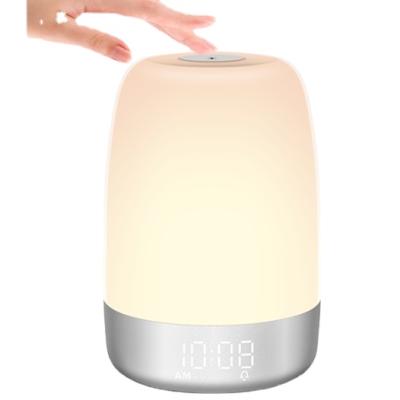 China Night Lamp& bluetooth speaker 2 in 1 2021 best big selling rock wake up light Digital alarm clock wake up light sunrise alarm clock for sale