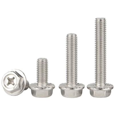 China Connection M4 M5 M6 M8 M10 304 Stainless Steel Cross Recessed Hex External Outer Cap Flange Bolt Screw Head Hex Bolts for sale