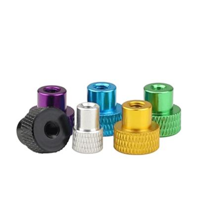 China Heavy Industry Colored Anodized Aluminum Alloy 3/8 Inch Blind 1/4 Through Hole Knurled Knurled Female Thumb Nuts Hand Nut For RC Parts for sale