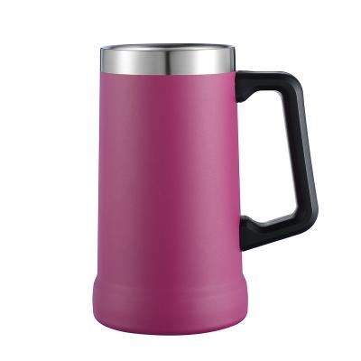 China Durable Non-Magnetic Black Beer Mug Stainless Steel Vacuum Beer Mug Coffee Beer Mug With Handle for sale