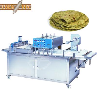 China Paratha Dough Ball Press And Film Covering Automatic Frozen Paratha Filming Pressing Machine High Quality For Food Industries Best Choice Multifunctional Including Stacking for sale