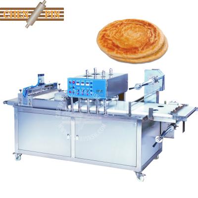 China Paratha Dough Ball Press and Film Sheeting Frozen Paratha Filming Machine Fully Automatic Multifunction Single Pressing Including Stacking for Roti Chapati Industries for sale