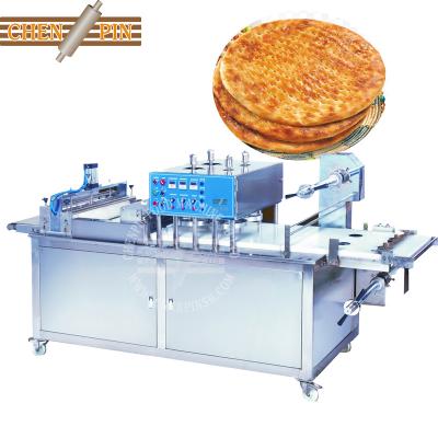 China Paratha Dough Ball Press and Film Covering Roti Canai Frozen Paratha Shredded Cake Press Machine Full Automatic including Dough Forming Press Film Coating for parotha maker for sale