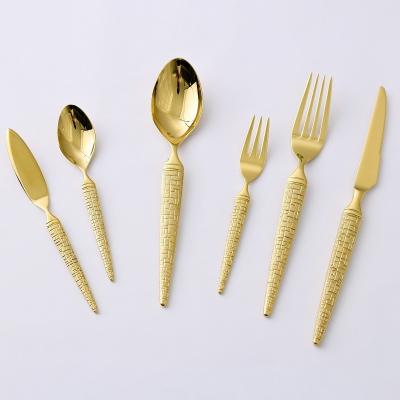 China Food Grade Stainless Steel Cutlery Flatware Set Silverware Spoon Fork Viable Gold Knife For Party Home Wedding Gift for sale