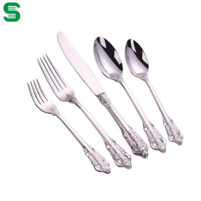 China 304 Stainless Steel Silver High Quality Silver Christmas Viable Flatware Wedding Flatware Gold Knife Spoon Fork Knife Luxury Hotel Cutlery Space for sale