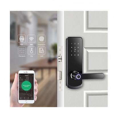 China Digital Tuya WiFi App TTLOCK Waterproof Biometric Fingerprint Handle Keyless Smart Lock for Door for sale