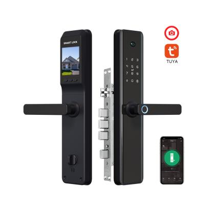 China Aluminum Alloy Tuya App Wifi Security Electronic Smart Biometric Fingerprint Lock With Camera for sale