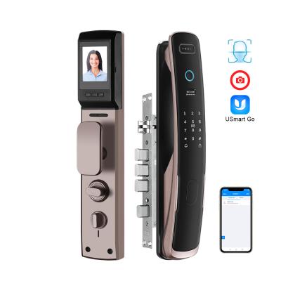 China Aluminum Alloy Wifi USmart Go Security Auto Intelligent Biometric Fingerprint App 3D Face Recognition Smart Lock With Camera for sale