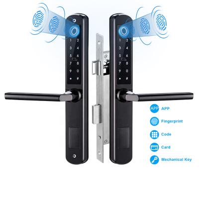 China TTLock Side Biometric APP Double Fingerprint Electronic Sliding Aluminum Smart Lock for sale