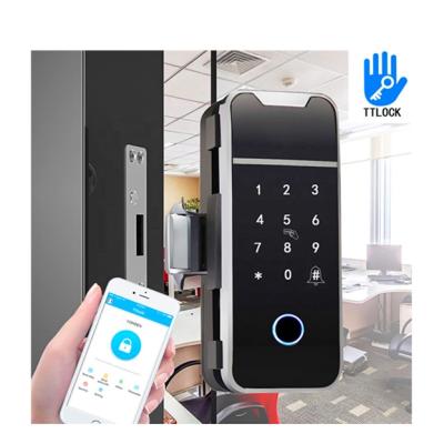 China Waterproof Apartment WiFi TTLock APP Remote Unlock Smart Digital Code Electric Glass Door Lock Fingerprint for sale