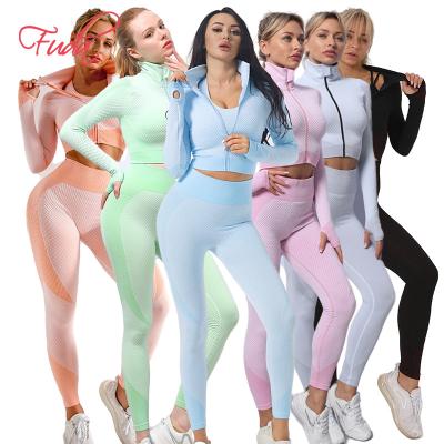 China FUDA AH01 S-3XL Breathable Custom Logo High Print 2 Piece Yoga Set Sportswear Bra Leggings Women Fitness for sale