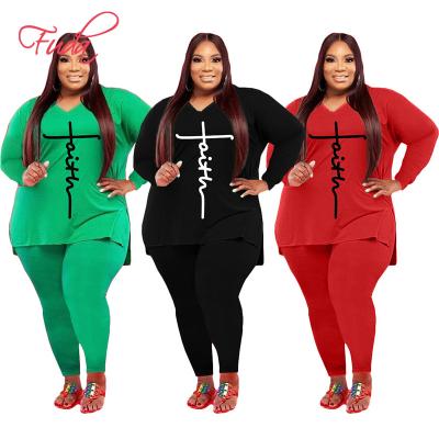 China FUDA QUICK DRY AD17 Custom Made Plus Size Women's Tow Piece Set Plus Size Clothing 2023 For Women Joggers for sale