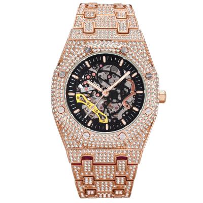 China Mens Bling Day/Date With Skeleton Dial Bling Bling Hip Hop Watches Women Wrist Digital Mechanical Watches for sale