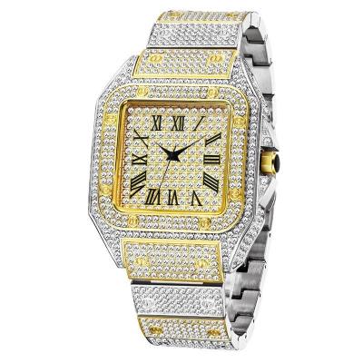 China Best Luxury Mens Luminous Hands Watches Gold Full Diamond Iced Out Quartz Hip Hop Custom Watch Logo Jewelry Watches China for sale