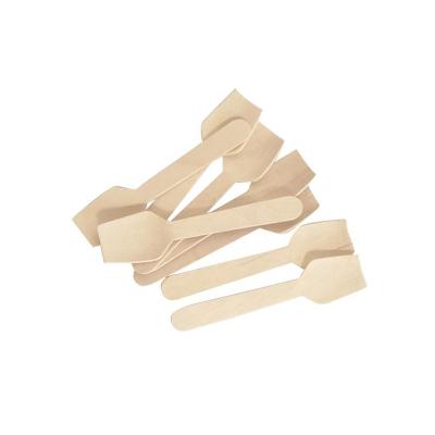 China Sustainable Disposable Natural Birch Mini Dessert Small Ice Cream Wooden Scoop Scoop Spoons With Logo Customized for sale