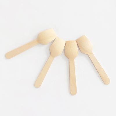 China Sustainable Eco Friendly Biodegradable Disposable Wooden Scoop 95mm For Ice Cream Dessert for sale