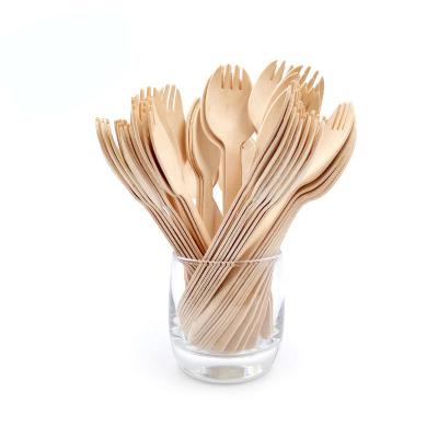 China Mechanical Automation Biodegradable Flatware Disposable Utensils Forks And Knives Set Compostable Wooden Cutlery For Salad for sale