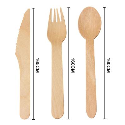 China Custom Logo Flatware Set Mechanical Automation Wrapped Eating Utensils Wooden Knives Forks Spoons Biodegradable Wood Cutlery Set for sale