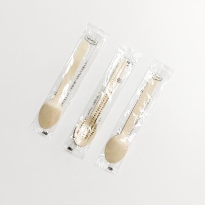 China Custom Biodegradable Utensils Logo Wood Biodegradable Spoon Custom 100% Mechanical Automation Dinner Set for sale