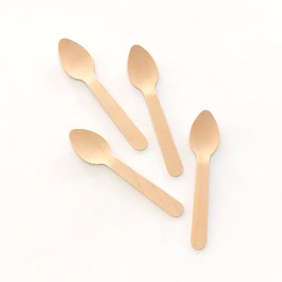 China Mechanical Automation Food Grade Mini Birch Wood Dessert Spoon 110mm Disposable Color Wood Eco-friendly Biodegradable for sale