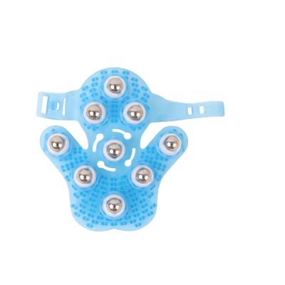 China Handheld Body Massager Glove with 9 Matel Roller Balls for Body Muscle Relaxation for sale